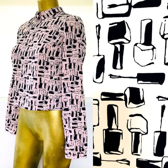 Bethany Mota Tops - SALE!  BETHANY MOTA Pretty NAIL POLISH Novelty Print BLOUSE Small